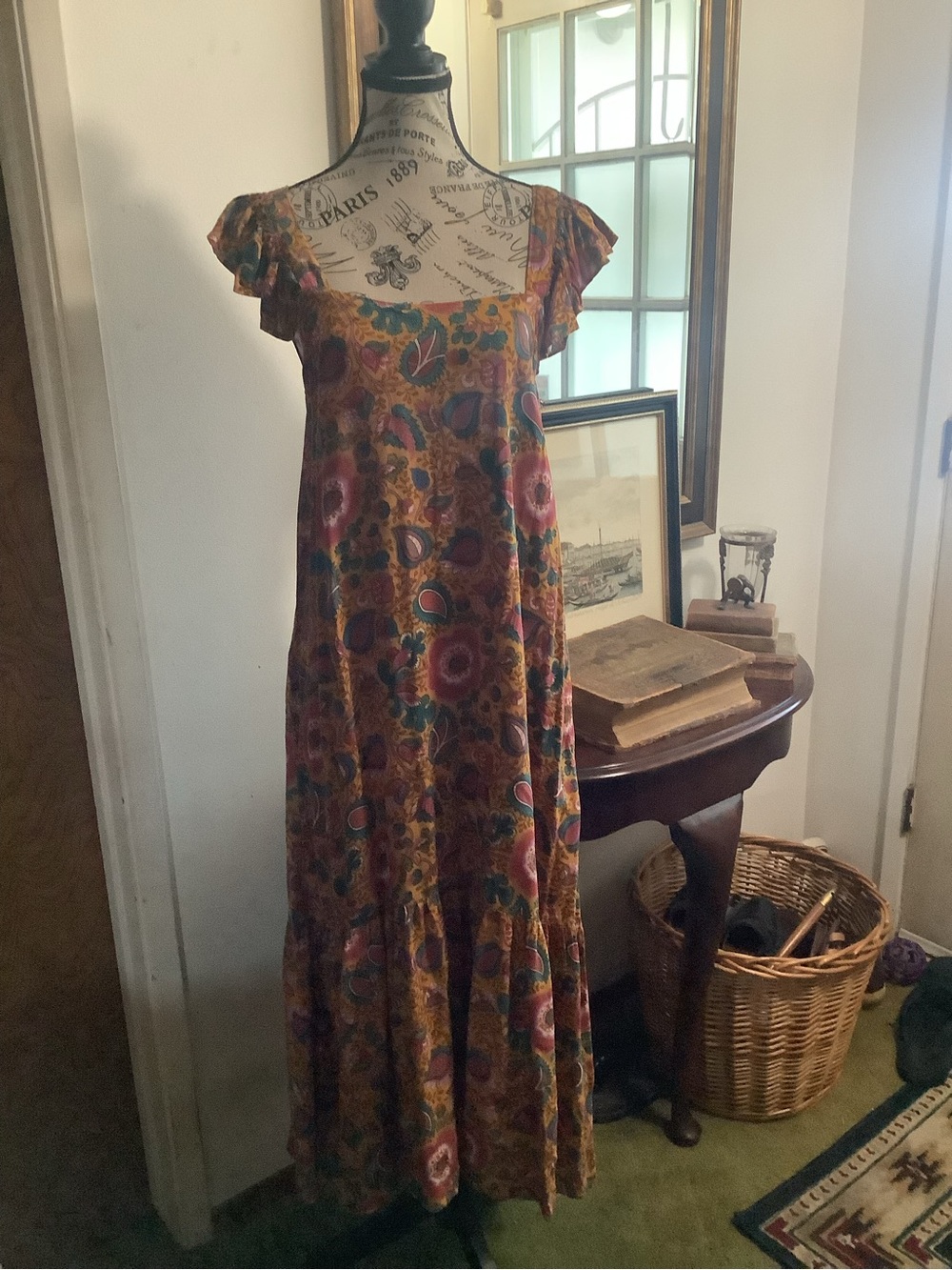 House of Harlow 1960 Floral Maxi Dress in Mustard and Pink